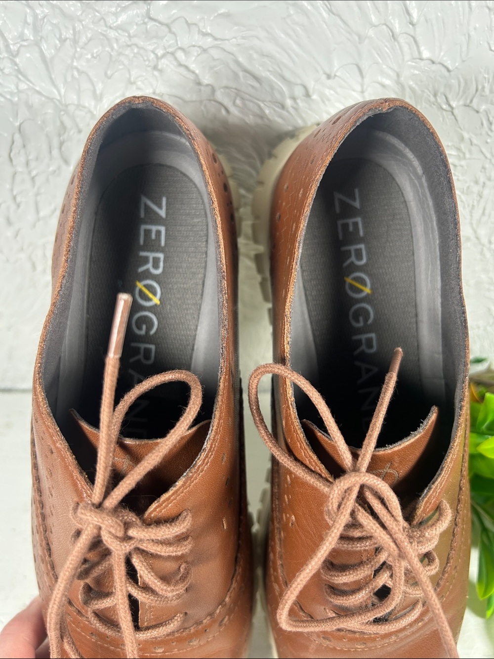 Cole Hann Zerogrand Womans Brown Wingtip Oxford Lace-Up Rubber Sole Shoes Sz 7B - Picture 8 of 11